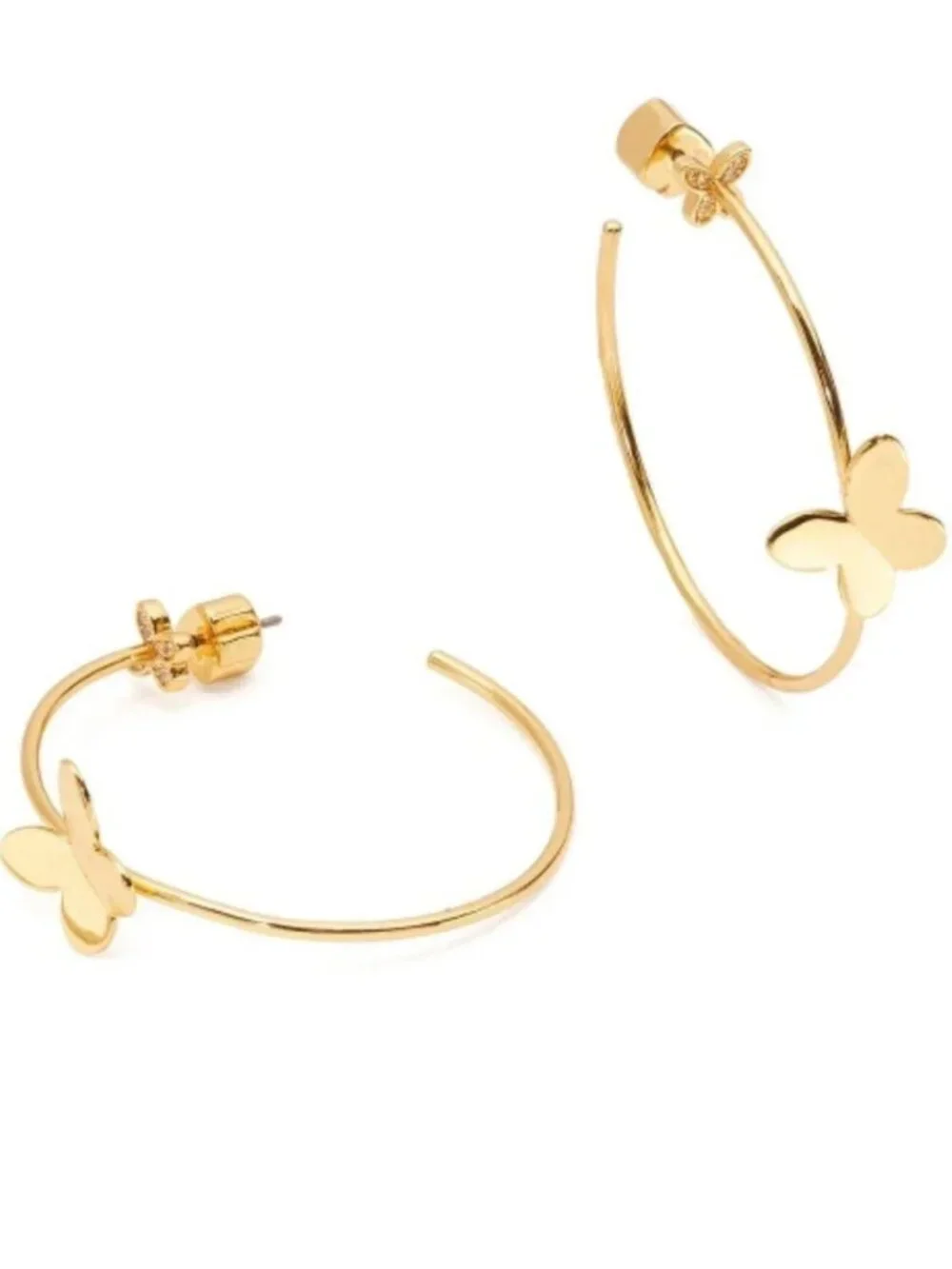Kate Spade Gold Tone Butterfly Open Hoop Earrings Minimalist Butterfly Statement